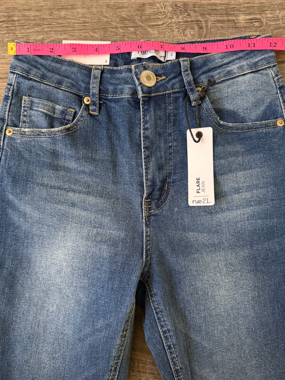 Rue21 Womens High Rise Flare Jeans Size 2 Medium Wash Stretch Y2K Streetwear - Picture 10 of 14